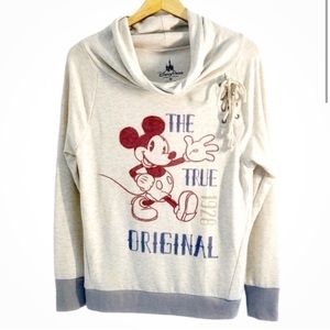 Disney Parks Grey The True Original Mickey Cowl Neck Lightweight Sweatshirt, L